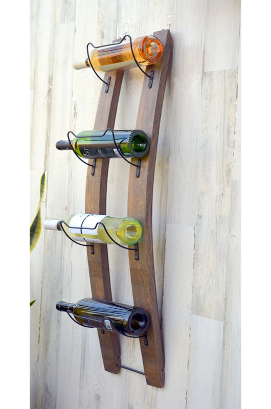 Wine/Towel Rack made from authentic reclaimed shops Wine/Whiskey Barrel Wood and railroad spikes.