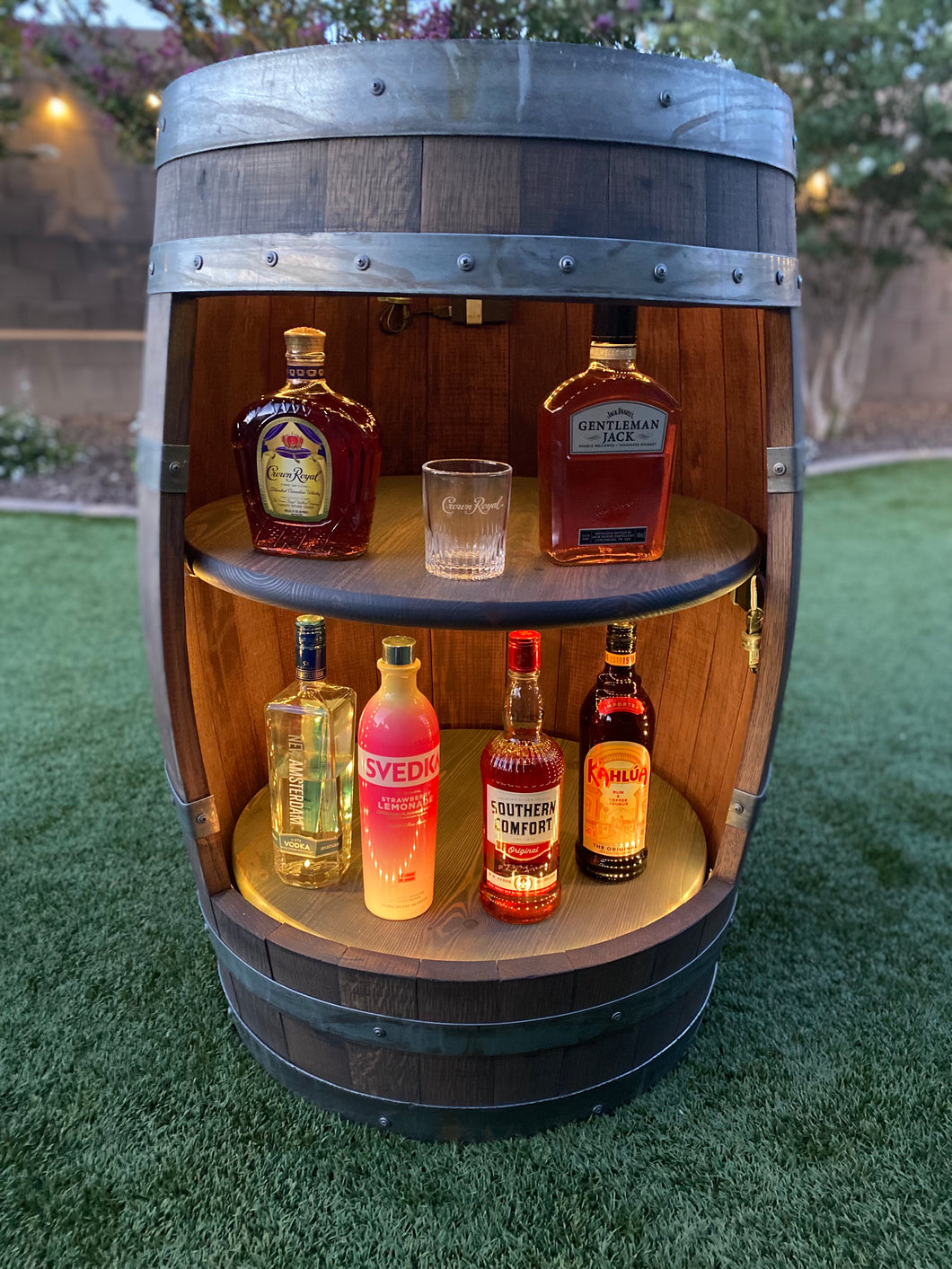 Barrel Liquor Cabinet Display Case